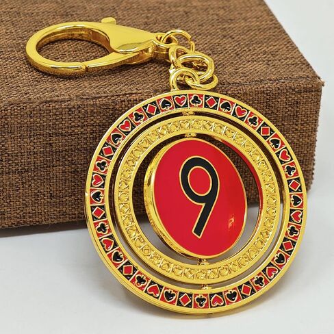 2026 Feng Shui Number 9 Twirling Wealth Keychain Black and Red Rotating Number Disc Keyring w5771 in Saudi Arabia