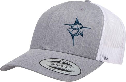 Embroidered Swordfish Trucker Hat for Men & Women – Adjustable Mesh Back Snapback Baseball Cap for Fishing in Saudi Arabia