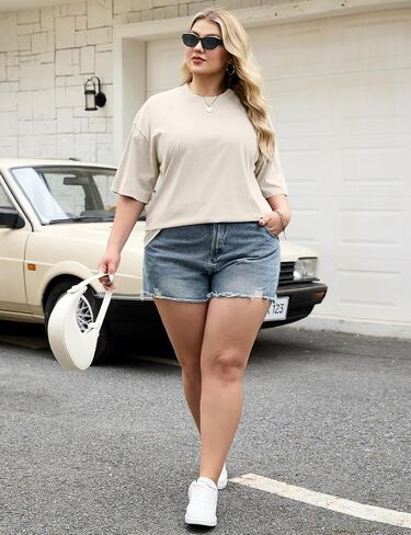 PEHMEA 4 Pack Womens Plus Size Oversized T Shirts, Vintage Wash Short Sleeve Casual Tops, Unisex Workout Tees (XL-5XL) in Saudi Arabia
