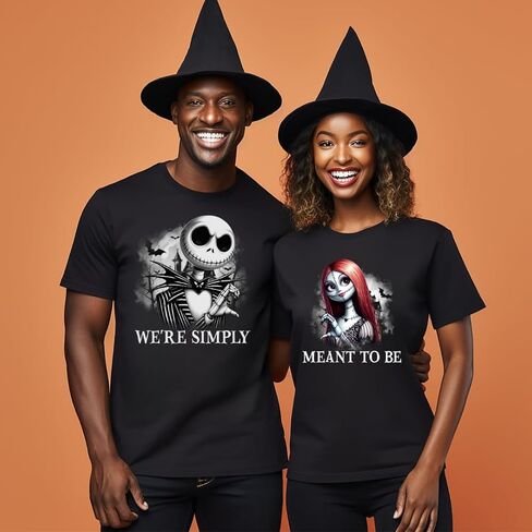 Pumpkin King and Queen Halloween Couple Shirts – Spooky Matching His and Hers Outfits, Gothic Love Inspired Graphic T-Shirts for Husband and Wife, Boyfriend and Girlfriend in Saudi Arabia