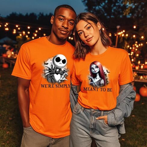 Pumpkin King and Queen Halloween Couple Shirts – Spooky Matching His and Hers Outfits, Gothic Love Inspired Graphic T-Shirts for Husband and Wife, Boyfriend and Girlfriend in Saudi Arabia