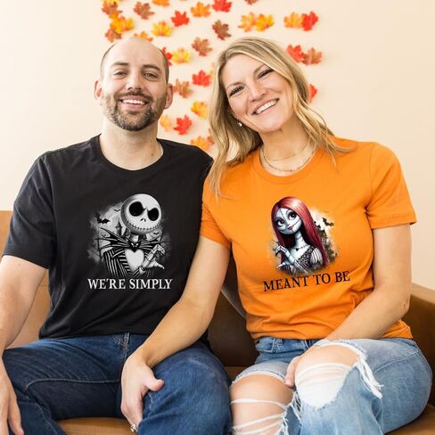 Pumpkin King and Queen Halloween Couple Shirts – Spooky Matching His and Hers Outfits, Gothic Love Inspired Graphic T-Shirts for Husband and Wife, Boyfriend and Girlfriend in Saudi Arabia