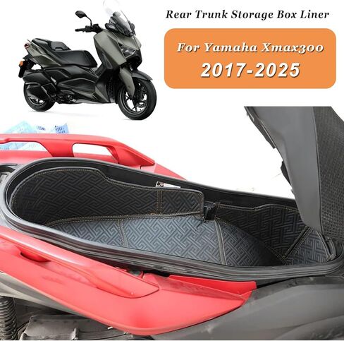 متوافق مع ياماها Xmax 300 2017-2025 بطانة صندوق تخزين خلفي للدراجة النارية مع سكوتر من جلد البولي يوريثان وحقيبة سرج مضادة للماء ومقاومة للخدش وصندوق تخزين البضائع in Kuwait