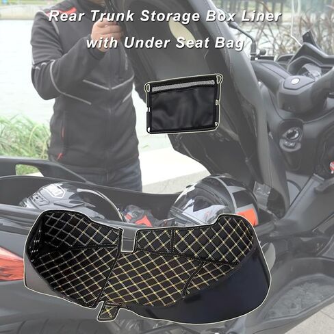 متوافق مع ياماها Xmax 300 2017-2025 بطانة صندوق تخزين خلفي للدراجة النارية مع سكوتر من جلد البولي يوريثان وحقيبة سرج مضادة للماء ومقاومة للخدش وصندوق تخزين البضائع in Kuwait