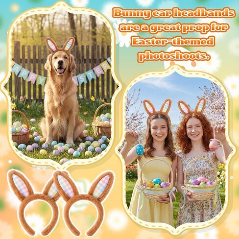 9 Packs Cute Easter Bunny Ears Headband Plush Bunny Ears Headbands for Women Rabbit Easter Costume for Party Favors Decoration Adult Women in Saudi Arabia