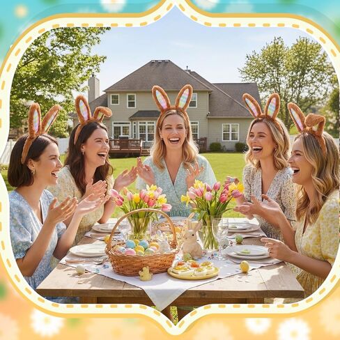 9 Packs Cute Easter Bunny Ears Headband Plush Bunny Ears Headbands for Women Rabbit Easter Costume for Party Favors Decoration Adult Women in Saudi Arabia