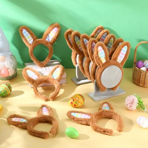9 Packs Cute Easter Bunny Ears Headband Plush Bunny Ears Headbands for Women Rabbit Easter Costume for Party Favors Decoration Adult Women in Saudi Arabia