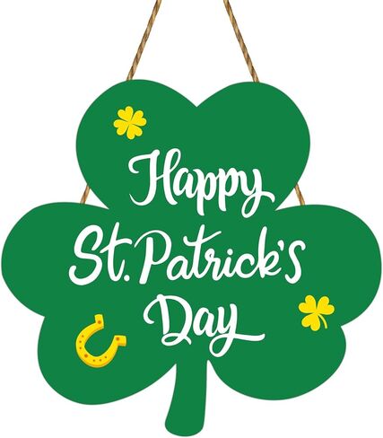 St Patricks Day Wreath Happy St Patricks Day Door Decorations Shamrock Decorations Shamrock Wreath Hanging Sign Wooden Front Door Hanger for Porch Wall Indoor Home Decor in Saudi Arabia