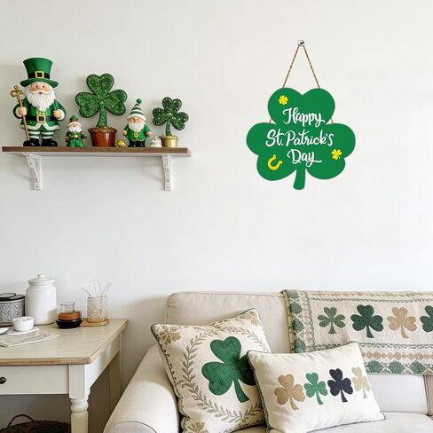 St Patricks Day Wreath Happy St Patricks Day Door Decorations Shamrock Decorations Shamrock Wreath Hanging Sign Wooden Front Door Hanger for Porch Wall Indoor Home Decor in Saudi Arabia