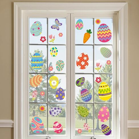 Easter Sticker Decal, Colorful Egg Window Cling Stickers for Easter Day Home Party Supplies Window Decoration in Saudi Arabia