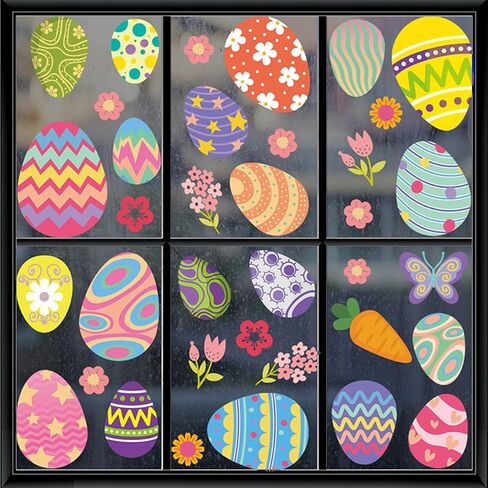 Easter Sticker Decal, Colorful Egg Window Cling Stickers for Easter Day Home Party Supplies Window Decoration in Saudi Arabia