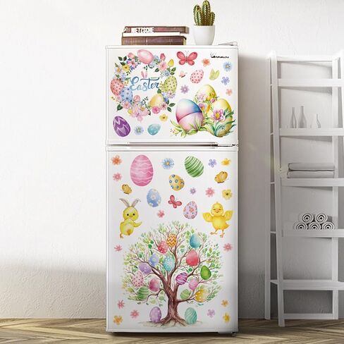 81 قطعة من ملصقات نوافذ عيد الفصح، ملصقات نوافذ ملونة على شكل أرنب عيد الفصح، ديكورات نافذة عيد الفصح ثابتة مزدوجة الجوانب للمدرسة والمنزل والمكتب ومستلزمات الحفلات in Kuwait