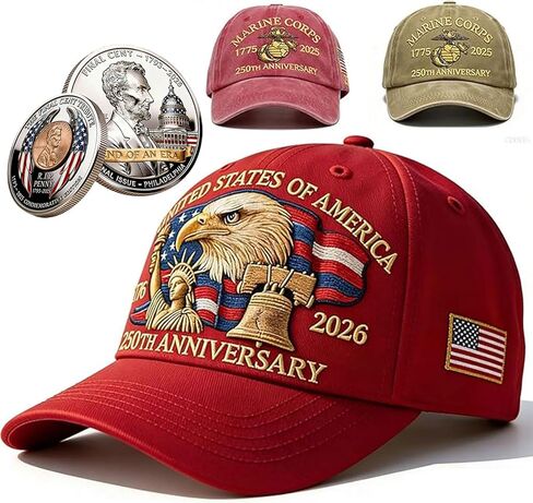 Marine Corps 250th Anniversary USA Hat Embroidered Distressed Adjustable Marines Eagle with Coin for Free in Saudi Arabia