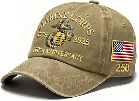 Marine Corps 250th Anniversary USA Hat Embroidered Distressed Adjustable Marines Eagle with Coin for Free in Saudi Arabia
