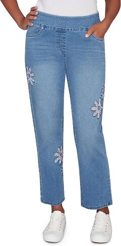 Alfred Dunner Women's Floral Applique Detail Average Length Pant in Saudi Arabia