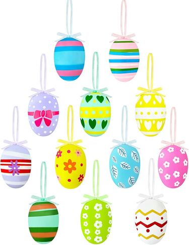 Easter Ornaments,12PCS Hanging Eggs Easter Decorations for Tree in Saudi Arabia
