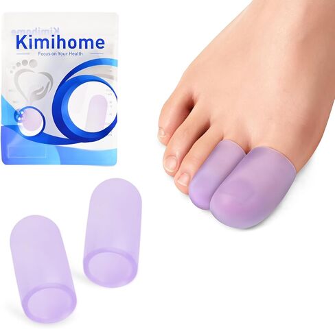 Kimihome Gel Toe Cap and Protector - Silicone Toe Covers - Cushions and Protects to Provide Relief from Missing or Ingrown Toenails, Corns, Calluses, Blisters (4 Large + 4 Medium, Lavender) in Saudi Arabia