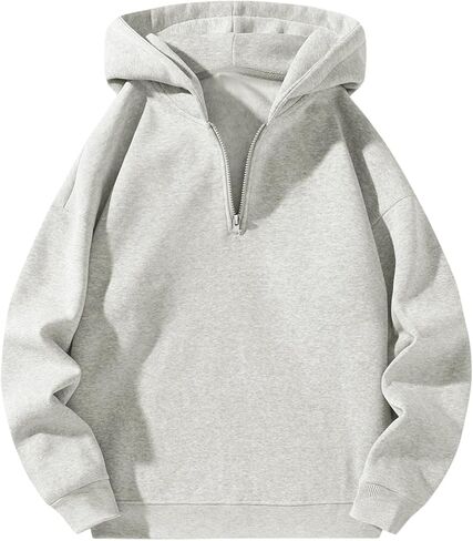 Men's Quarter Zip Hoodies Zip Up Hoodie Long Sleeve Drop Shoulder Casual Sweatshirt Pullover Tops in Saudi Arabia