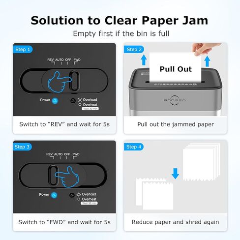 آلة تمزيق الورق 12 ورقة من BONSEN للمكتب المنزلي، آلات تمزيق الورق شديدة التحمل مع صندوق سعة 5.3 جالون، وقت تشغيل متواصل 20 دقيقة، مستوى الأمان P-4، تمزيق القرص المضغوط، بطاقة الائتمان، التيلة، المشبك (S3112) in Kuwait