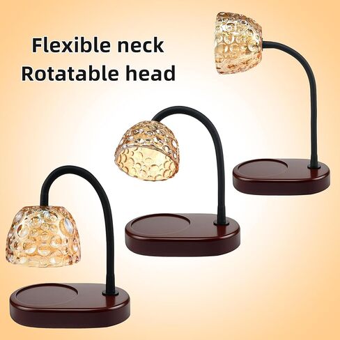 مصباح تسخين الشموع من ArbaroClara قابل للتعديل مع مؤقت وخافت، ضوء شمع كهربائي يذوب بالحرارة عديم اللهب، نمط مزرعة عتيق، قاعدة خشبية، ظل زجاجي بلون رمادي دخاني، مع لمبتين in Kuwait