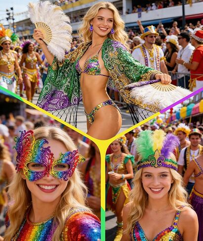 PLULON 4 قطع Mardi Gras وشاح شال إكسسوارات زي للنساء، ترتر Mardi Gras Outfit عقال أقراط قناع العين ذهبي أخضر أرجواني موضوع لتزيين حفلات الكرنفال لوازم الهدايا in Saudi Arabia
