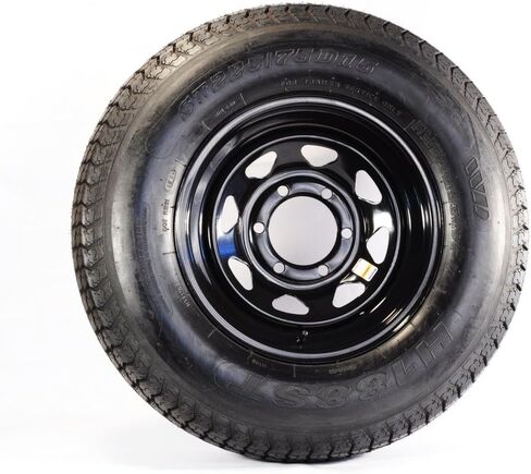 eCustomrim إطار مقطورة شعاعي وحافة ST225/75R15 15X6 6-5.5 تحميل E عجلة بقضبان سوداء - ضمان لمدة 6 سنوات مع جانب الطريق in Saudi Arabia