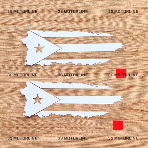 (2) 4'' Puerto Rico Flag Map Outline PR Decal Sticker Car Vinyl White sda1 in Saudi Arabia