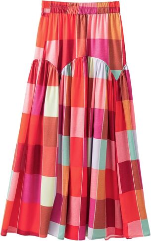 Trendy Women's Colorful Print Maxi Skirt – High Waist A-Line Design for Summer Fun in Saudi Arabia