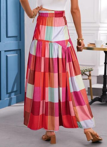 Trendy Women's Colorful Print Maxi Skirt – High Waist A-Line Design for Summer Fun in Saudi Arabia