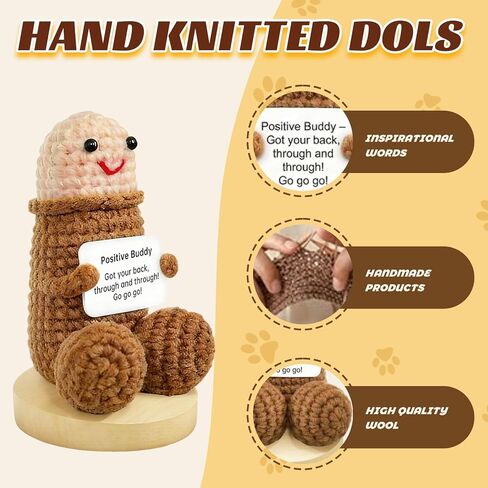 Handmade Crochet Motivational Companion Dol-Valentines Day Decorations,Emotional Support Plushie, Cute & Positivity Inspiring Knitted Doll, Heartwarming Gift for Friends, Boyfriend, Husband in Saudi Arabia