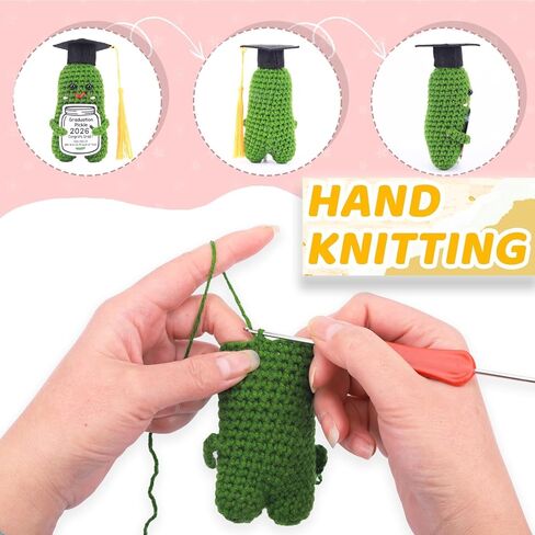 2026 Graduation Gift Emotional Support,Handmade Pickle Doll with Doctoral Hat,Cute Knitted Cucumber Doll with Comes Tassels in 5 in Saudi Arabia