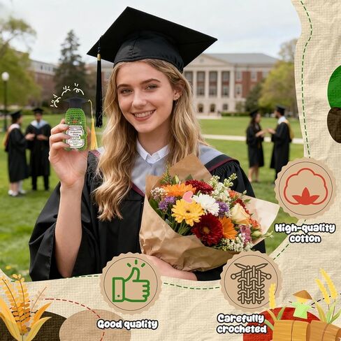 2026 Graduation Gift Emotional Support,Handmade Pickle Doll with Doctoral Hat,Cute Knitted Cucumber Doll with Comes Tassels in 5 in Saudi Arabia