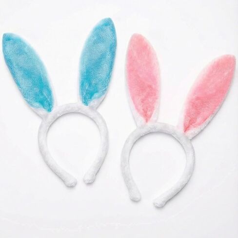 عصابة رأس آذان الأرنب عيد الفصح لطيف من القطيفة على شكل آذان أرنب، عيد الفصح التنكري على شكل أرنب للبالغين باللون الأزرق والوردي in Kuwait