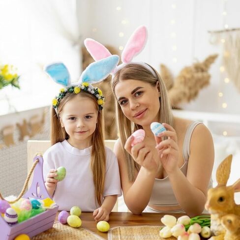 عصابة رأس آذان الأرنب عيد الفصح لطيف من القطيفة على شكل آذان أرنب، عيد الفصح التنكري على شكل أرنب للبالغين باللون الأزرق والوردي in Kuwait