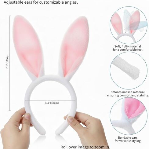 عصابة رأس آذان الأرنب عيد الفصح لطيف من القطيفة على شكل آذان أرنب، عيد الفصح التنكري على شكل أرنب للبالغين باللون الأزرق والوردي in Kuwait