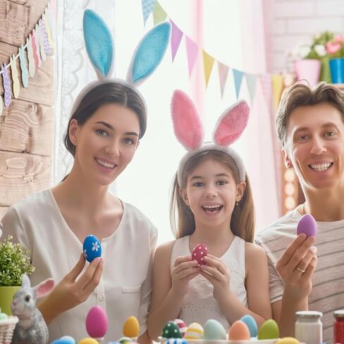 عصابة رأس آذان الأرنب عيد الفصح لطيف من القطيفة على شكل آذان أرنب، عيد الفصح التنكري على شكل أرنب للبالغين باللون الأزرق والوردي in Kuwait