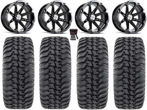 Bundle - 9 Items: MSA Black Diesel 14" UTV Wheels 30" Regulator Tires [4x156 Bolt Pattern 12mmx1.25 Lug kit] in Saudi Arabia