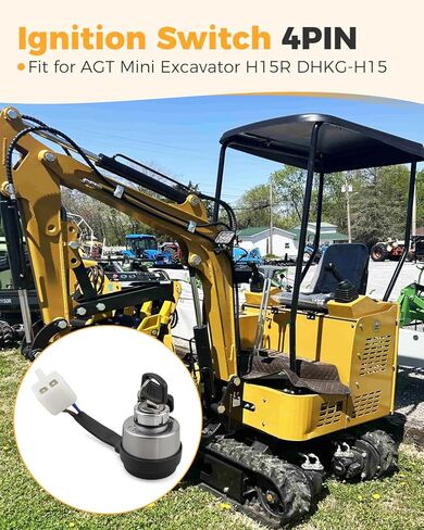 مفتاح إشعال ذو 4 دبابيس مناسب للحفارة الصغيرة AGT-H15R DHKG-H15، مجموعة مفاتيح إشعال باللون الفضي والأسود مع مفتاحين in Saudi Arabia