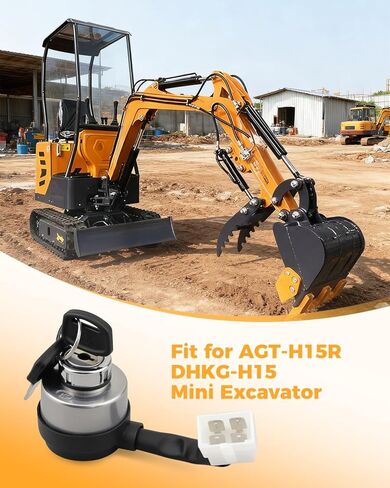 مفتاح إشعال ذو 4 دبابيس مناسب للحفارة الصغيرة AGT-H15R DHKG-H15، مجموعة مفاتيح إشعال باللون الفضي والأسود مع مفتاحين in Saudi Arabia