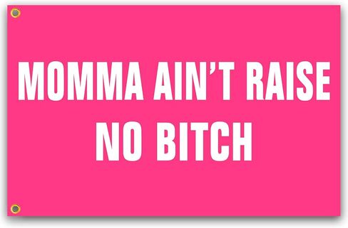 siixoi momma aint رفع لا الكلبة العلم 3x5 قدم مضحك الوردي رجل الكهف جدار العلم لغرفة في سن المراهقة الفتيات غرفة نوم داخلية وكلية النوم جدار ديكور راية نسيج الهدايا in Kuwait