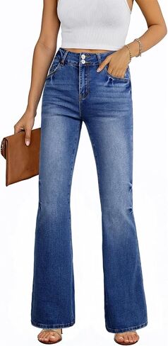 EVALESS Womens Flare Bell Bottom Jeans High Waisted Wide Leg Bootcut Jeans Stretchy Denim Pants in Saudi Arabia