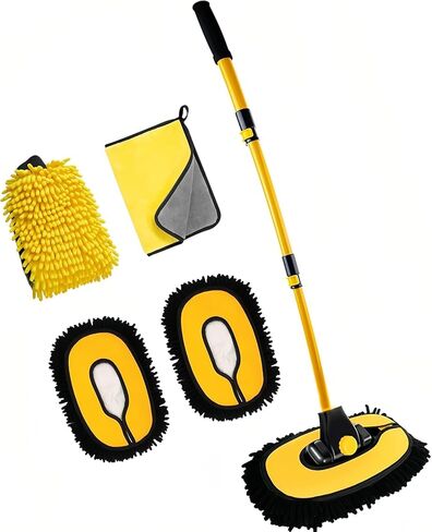 15° Curved Car Cleaning Brush with Telescopic Handle 43" Aluminum Alloy Long Rod Wash Mop for Cleaning RVs, Trucks, Boats in Saudi Arabia