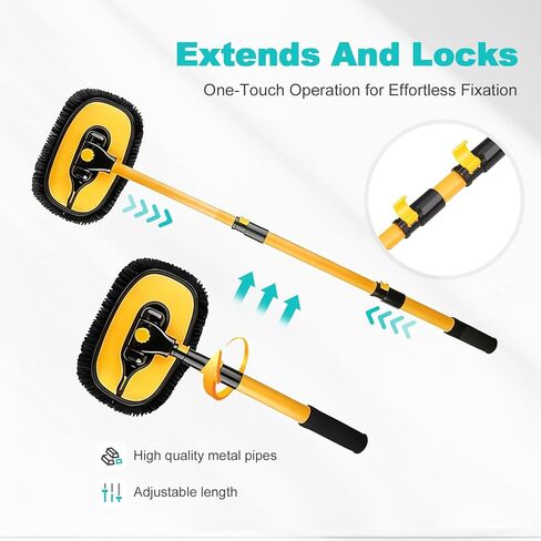 15° Curved Car Cleaning Brush with Telescopic Handle 43" Aluminum Alloy Long Rod Wash Mop for Cleaning RVs, Trucks, Boats in Saudi Arabia