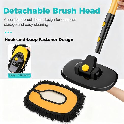 15° Curved Car Cleaning Brush with Telescopic Handle 43" Aluminum Alloy Long Rod Wash Mop for Cleaning RVs, Trucks, Boats in Saudi Arabia