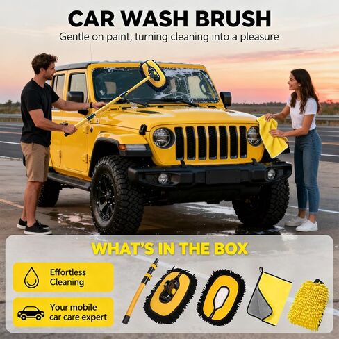 15° Curved Car Cleaning Brush with Telescopic Handle 43" Aluminum Alloy Long Rod Wash Mop for Cleaning RVs, Trucks, Boats in Saudi Arabia