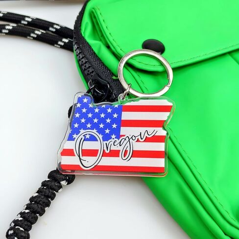 Oregon Souvenirs Keychain With Key Ring - American Flag Keychain, Key Holder For Gifts,Souvenirs From Usa,Spot M in Saudi Arabia