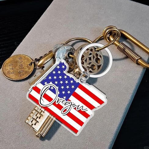 Oregon Souvenirs Keychain With Key Ring - American Flag Keychain, Key Holder For Gifts,Souvenirs From Usa,Spot M in Saudi Arabia