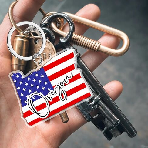 Oregon Souvenirs Keychain With Key Ring - American Flag Keychain, Key Holder For Gifts,Souvenirs From Usa,Spot M in Saudi Arabia