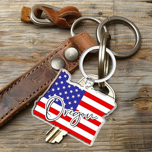 Oregon Souvenirs Keychain With Key Ring - American Flag Keychain, Key Holder For Gifts,Souvenirs From Usa,Spot M in Saudi Arabia