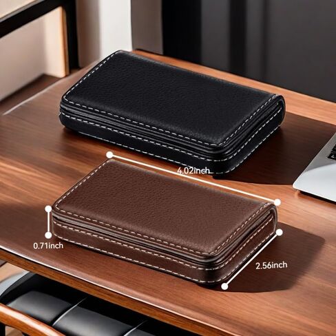 Business Card Holder, Business Card Wallet Leather Business Card Case Pocket Business Name Card Holder with Magnetic Shut, Credit Card ID Case wallet, Coffee in Saudi Arabia